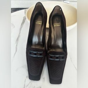 Stuart Weitzman Thriller Brown Suede Perferated Pumps SZ 9 M Like New Condition